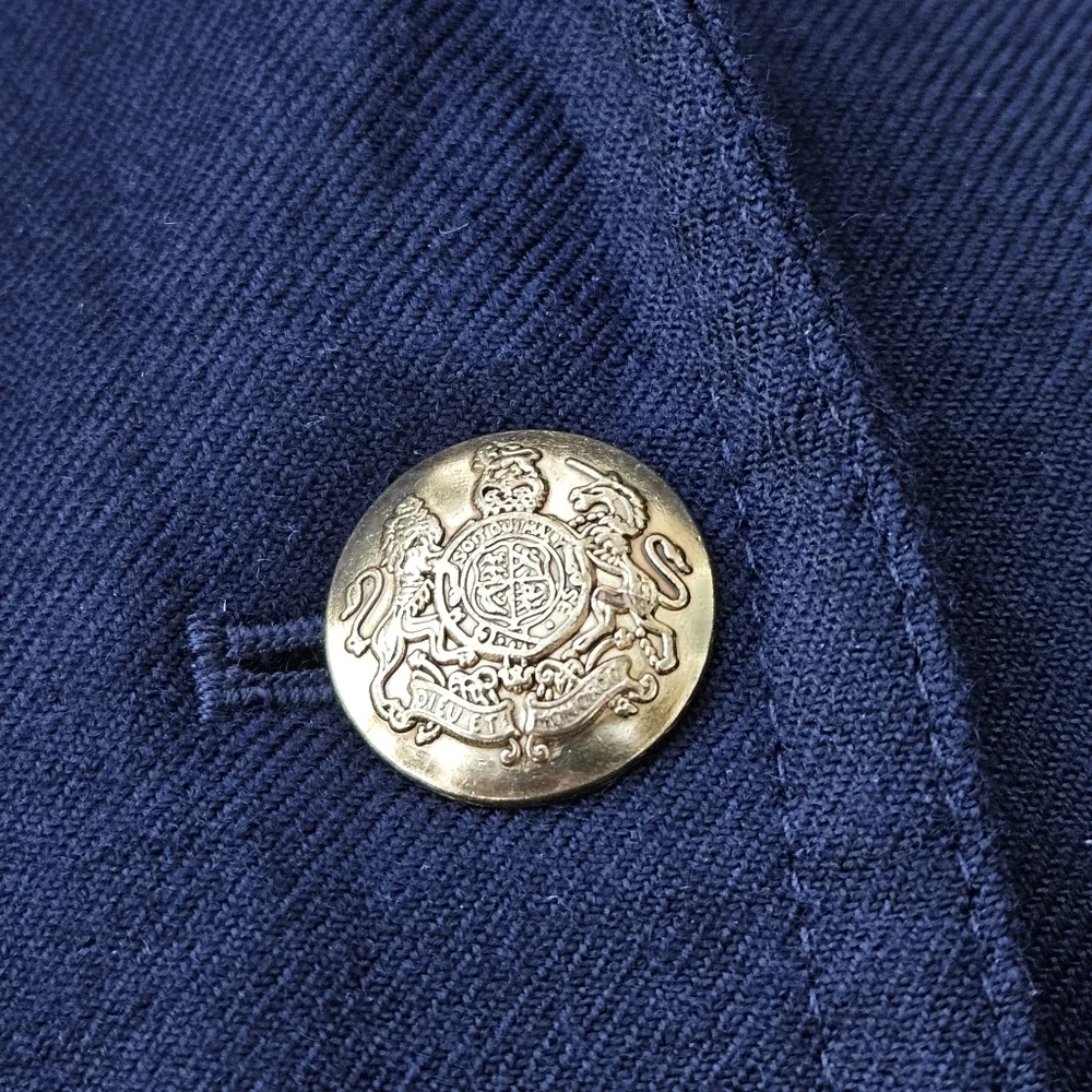 J. Crew Schoolboy Blazer Wool Double Pocket Navy Blue Gold Buttons Jacket Size 0